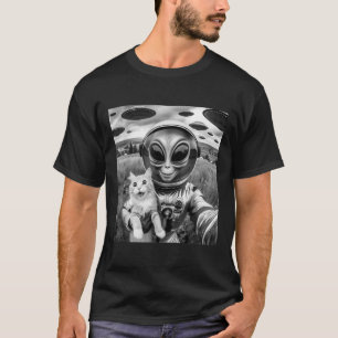 Camiseta Cat Ufo Selfie Cat Alien Abducción Graciosa Regalo