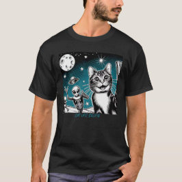 Camiseta Cat UFO Selfie: Green Alien #8