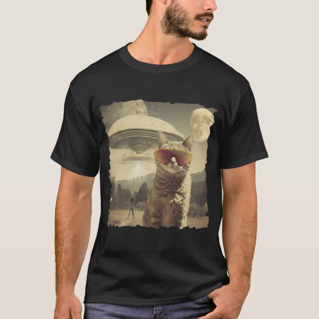 Camiseta Cat UFO Selfie: Invasion / Herren Tshirt #1 (Anverso)
