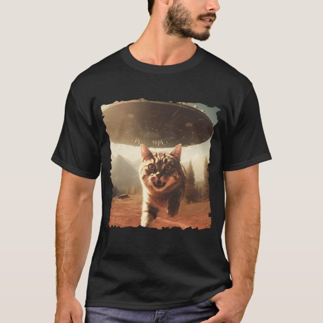 Camiseta Cat UFO Selfie: Invasion / Herren Tshirt #3 (Anverso)