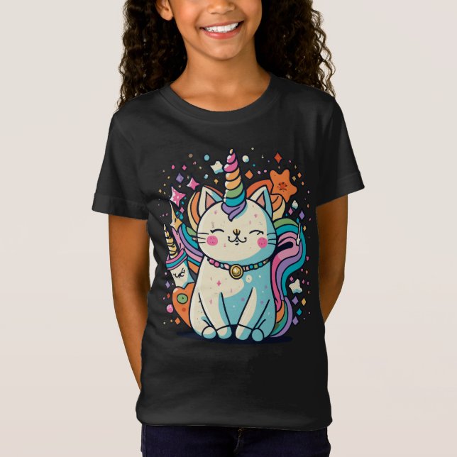 Camiseta Cat Unicorn Cute Kawaii TShirt (Anverso)