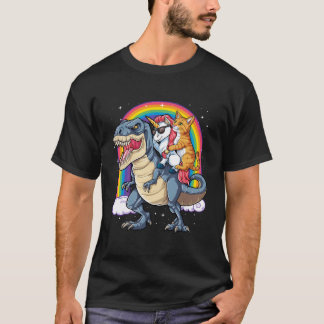 Camiseta Cat Unicorn Riding Dinosaur T Rex Kitten Lover Spa