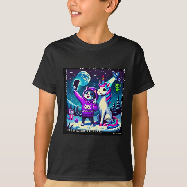 Camiseta Cat & Unicorn UFO Selfie: Big Meeting #01 (Anverso)