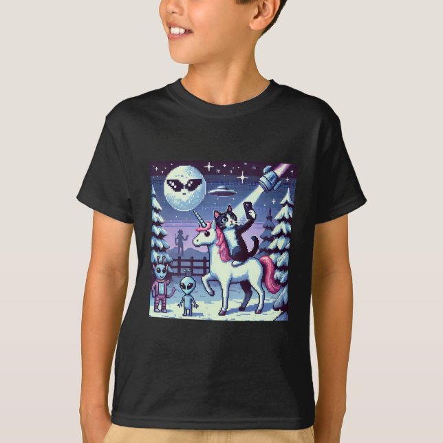 Camiseta Cat & Unicorn UFO Selfie: Big Meeting #04 (Anverso)