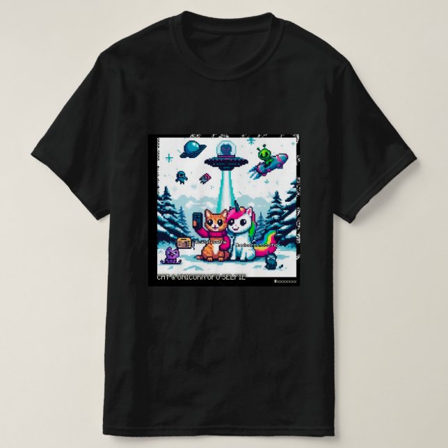 Camiseta Cat & Unicorn UFO Selfie: Big Meeting #1 (Diseño del anverso)