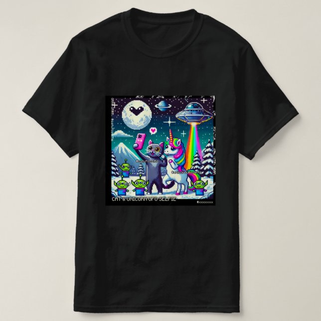 Camiseta Cat & Unicorn UFO Selfie: Big Meeting #10 (Diseño del anverso)