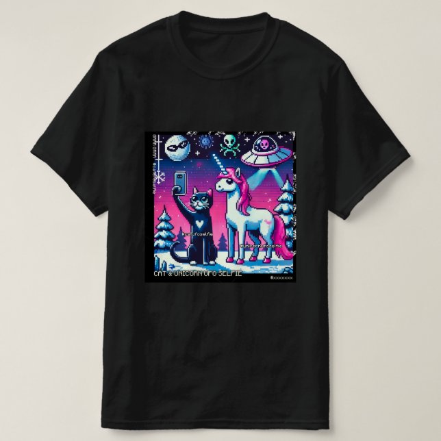 Camiseta Cat & Unicorn UFO Selfie: Big Meeting #11 (Diseño del anverso)