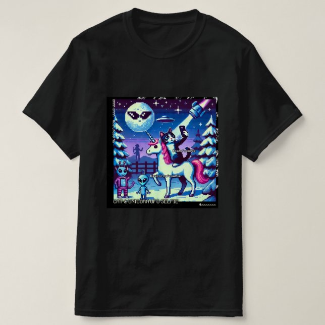 Camiseta Cat & Unicorn UFO Selfie: Big Meeting #12 (Diseño del anverso)