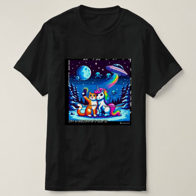 Camiseta Cat & Unicorn UFO Selfie: Big Meeting #4 (Diseño del anverso)