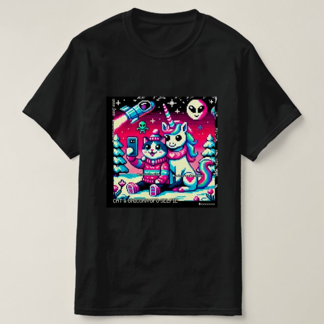 Camiseta Cat & Unicorn UFO Selfie: Big Meeting #7 (Diseño del anverso)