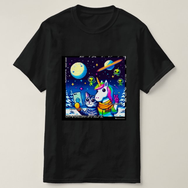 Camiseta Cat & Unicorn UFO Selfie: Big Meeting #8 (Diseño del anverso)