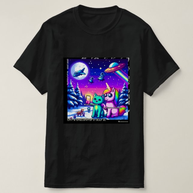 Camiseta Cat & Unicorn UFO Selfie: Big Meeting #9 (Diseño del anverso)
