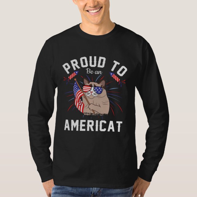 Camiseta Cat US Flag Sunglasses Proud To Be An Americat (Anverso)