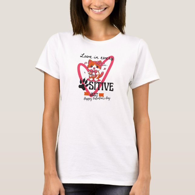 Camiseta Cat valentine: Amor en cada broma paw-sitive (Anverso)