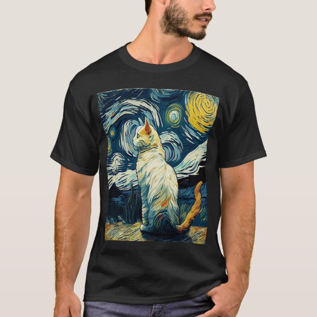 Camiseta  Cat Van Gogh - Cat Art Lover  (Anverso)