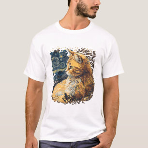 Camiseta Cat Van Gogh Starry Night Cat Lover Cat Dueño del