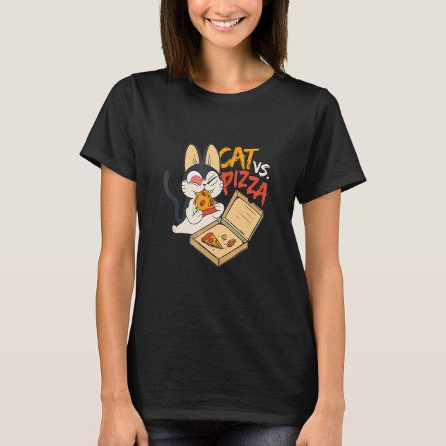 Camiseta Cat versus Deliciosa Pizza Italiana Dish Pizza (Anverso)