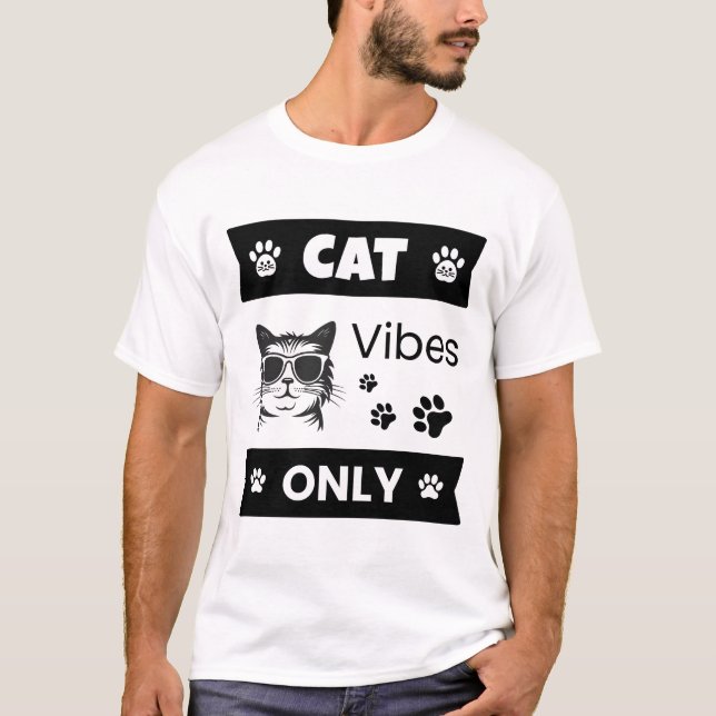 Camiseta Cat Vibes Only Cool Cat Lover Funny Sunglasses Cat (Anverso)