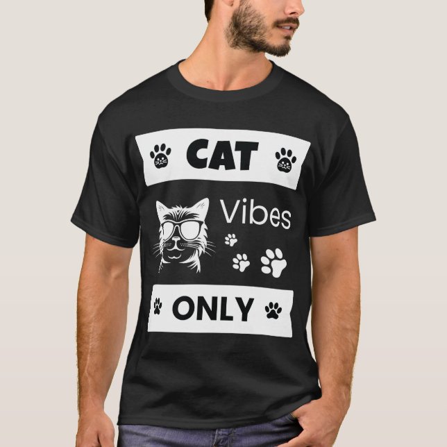 Camiseta Cat Vibes Only Cool Cat Lover Funny Sunglasses Cat (Anverso)