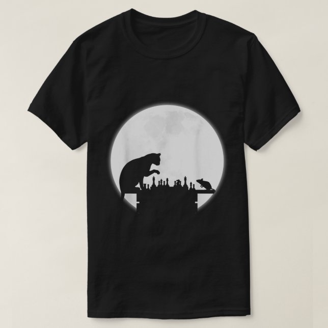 Camiseta Cat vs Mouse Chess | Moonlight Strategy Art (Diseño del anverso)