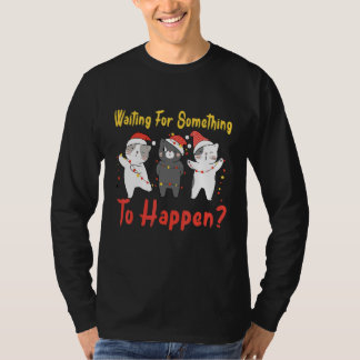 Camiseta Cat Waiting For Something To Happen Christmas Ligh