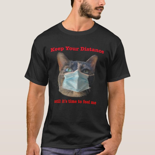 Camiseta Cat Wearing Face Mask Social Distancing (Anverso)