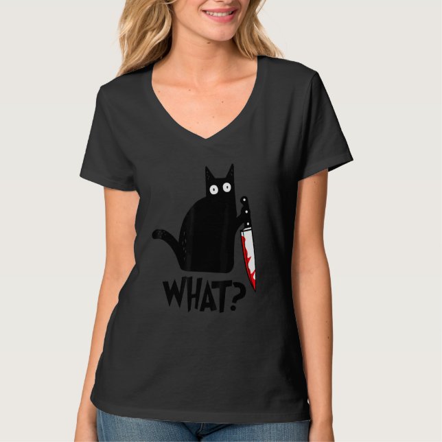 Camiseta Cat What Black Ca (Anverso)
