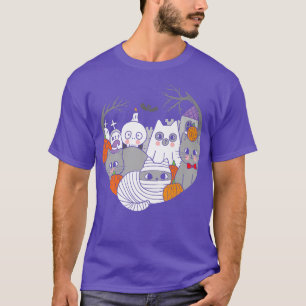 Camiseta Cat Witch Mummy Lazy Halloween Costume Cute Kitten