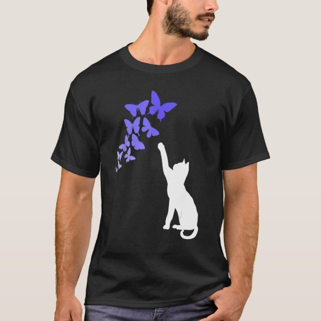 Camiseta Cat with Butterflies Beautiful Butterfly (Anverso)