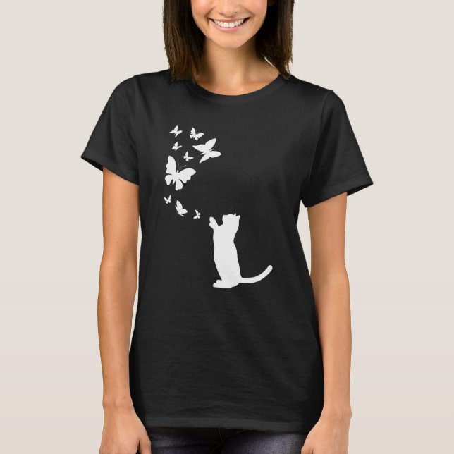 Camiseta Cat With Butterflies Cat  Cat Owner  Cute Cat (Anverso)