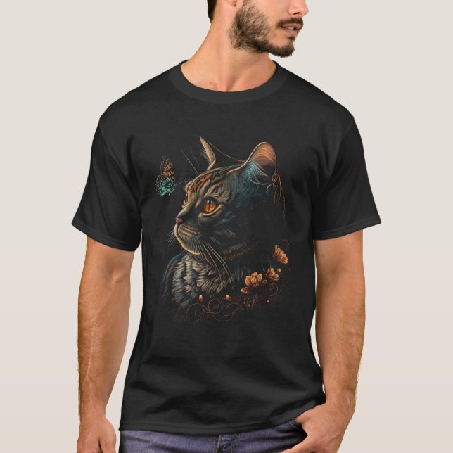 Camiseta Cat With Butterfly Black Cat Butterfly (Anverso)