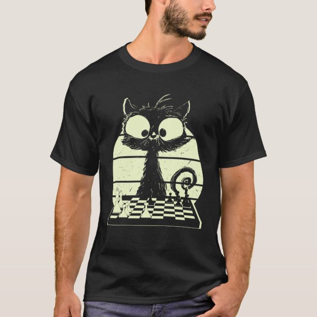 Camiseta Cat With Chessboard Cat Playing Chess Chess Player (Anverso)