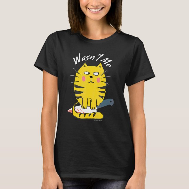 Camiseta Cat With Knife It Wasn't Me Funny Hilarious Cat (Anverso)