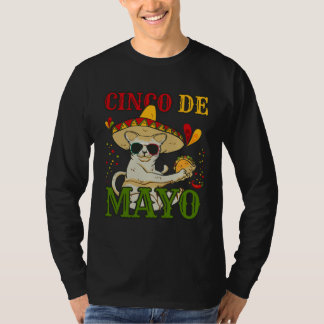 Camiseta Cat With Mexican Hat And Taco 5 Cinco De Mayo