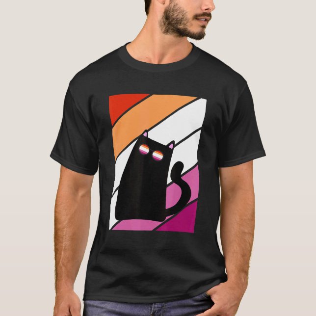 Camiseta Cat With Pride Lesbian Flag LGBTQ Proud Ally Pride (Anverso)