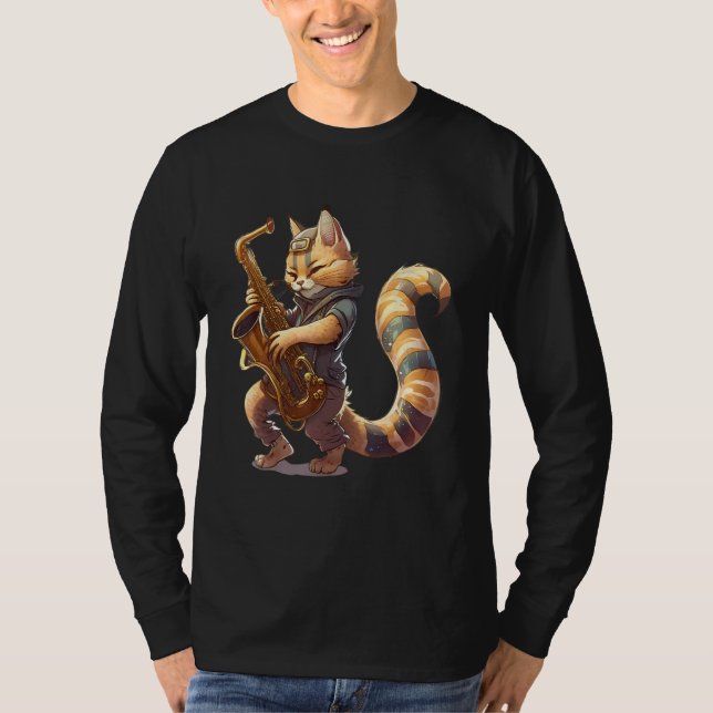 Camiseta Cat with saxophone 1 (Anverso)