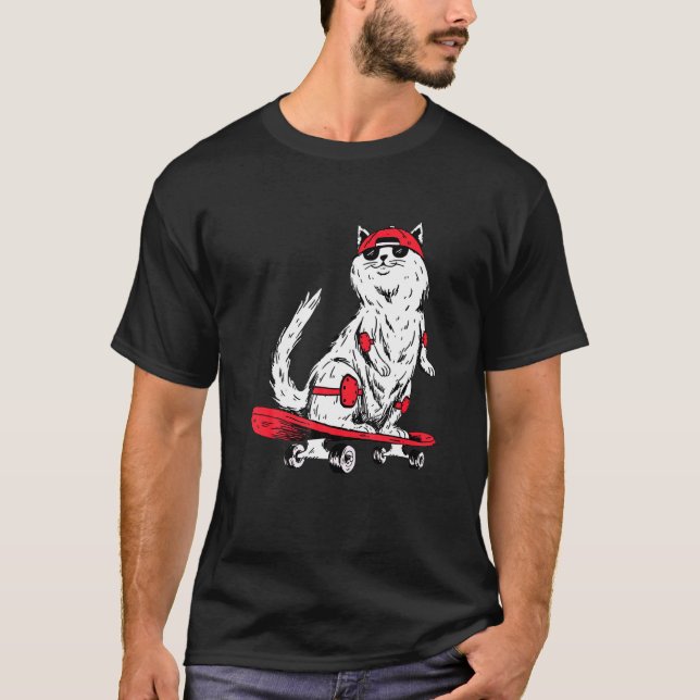 Camiseta Cat With Skateboard Kitten Skater (Anverso)