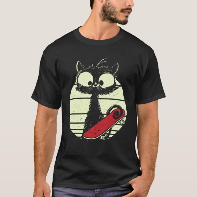 Camiseta Cat With Skateboard  Skateboarder Cat Cute Skater (Anverso)