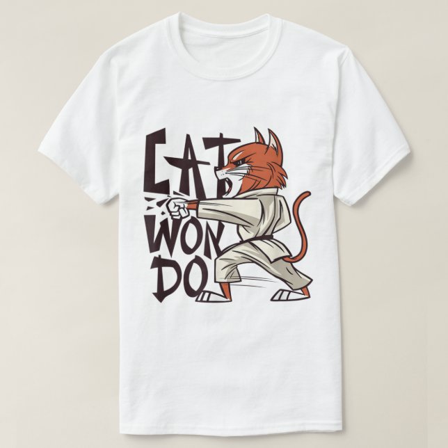 Camiseta Cat Won Do Funny Martial Arts Cat (Diseño del anverso)