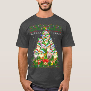 Camiseta Cat Xmas Lighting Tree Santa Cat Ugly Christmas 