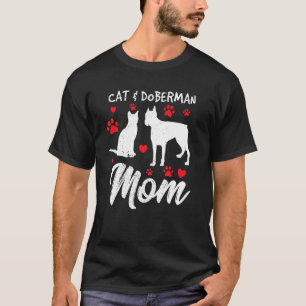 Camiseta Cat Y Doberman Mom Doberman Mama Orgullosa Perro M