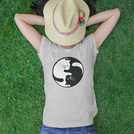 Camiseta Cat Yin y Yang Black and White