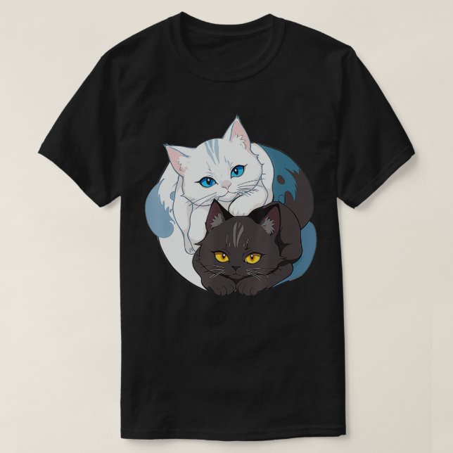 Camiseta Cat Yin Yang (Diseño del anverso)