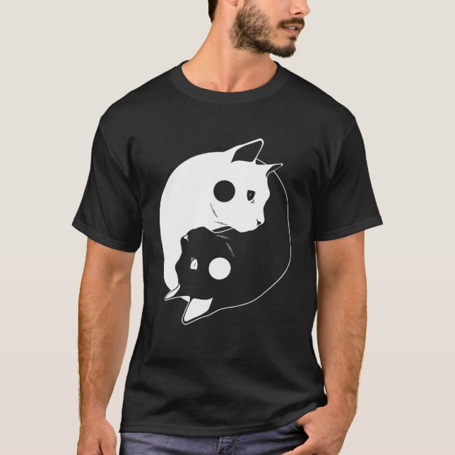 Camiseta Cat Yin Yang Opposite Forces Arts Feline (Anverso)