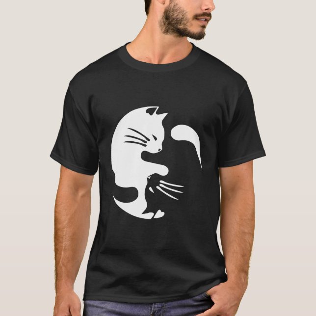Camiseta Cat Yin Yang Peace Love Interconnected (Anverso)