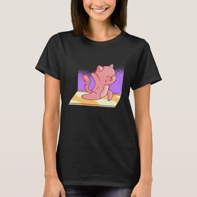 Camiseta cat yoga cute (Anverso)