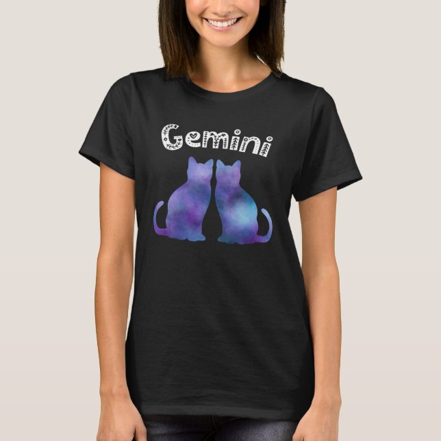 Camiseta Cat Zodiac Gemini Tie Dye Nebula Pattern (Anverso)