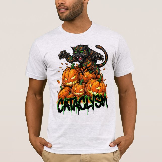 Camiseta Cataclismo de Jack-o-Lantern en el tigre negro (Anverso)