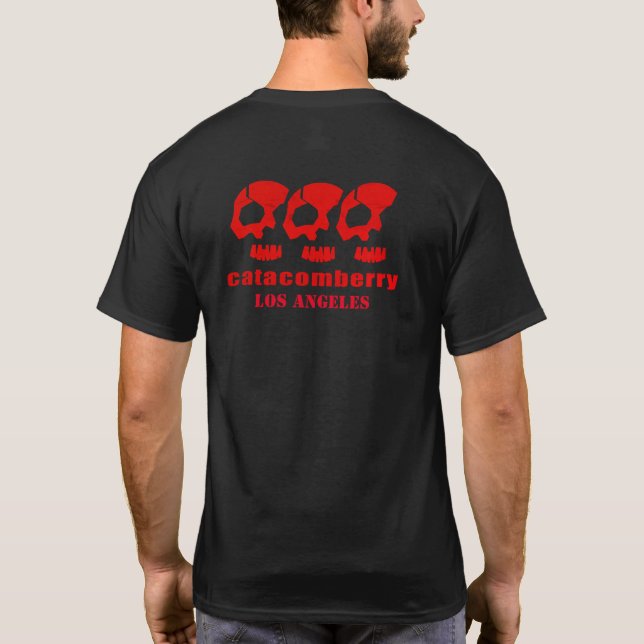 Camiseta catacombria 3 cabezas óseas (Reverso)