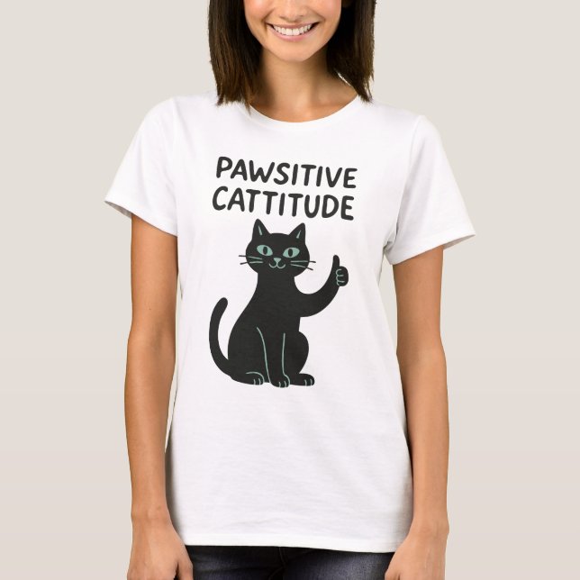 Camiseta Catalidad positiva - Gato negro divertido (Anverso)
